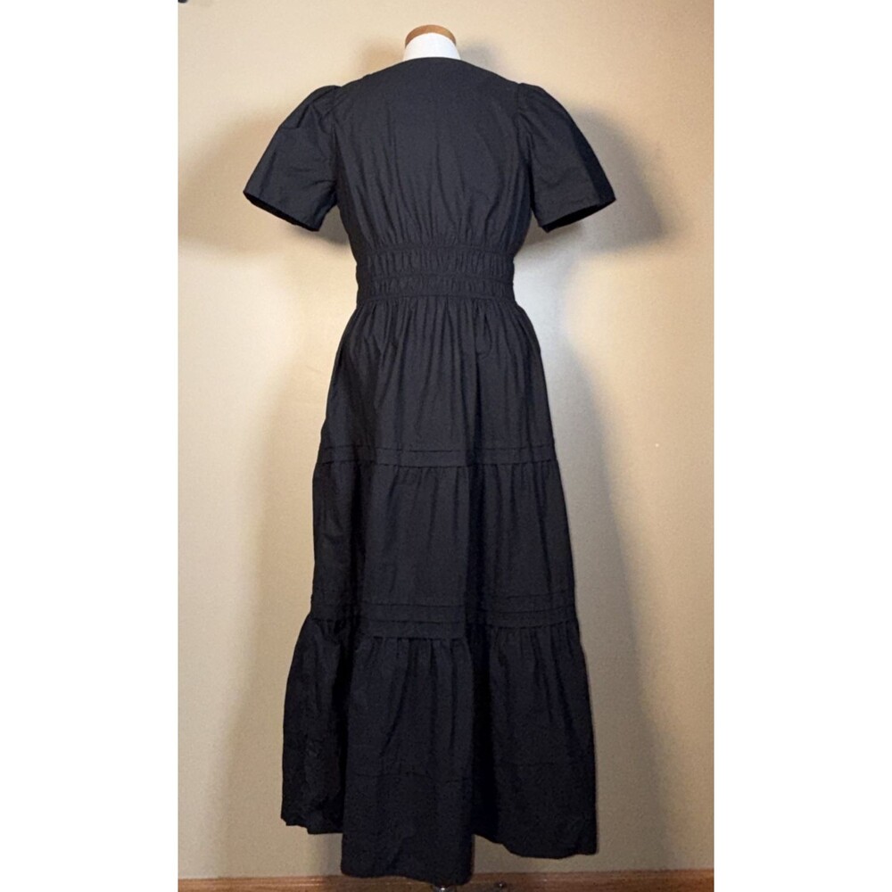 Anthropologie Somerset Tiered Maxi Dress Black Sz Medium Petite Short Sleeve - Picture 5 of 6